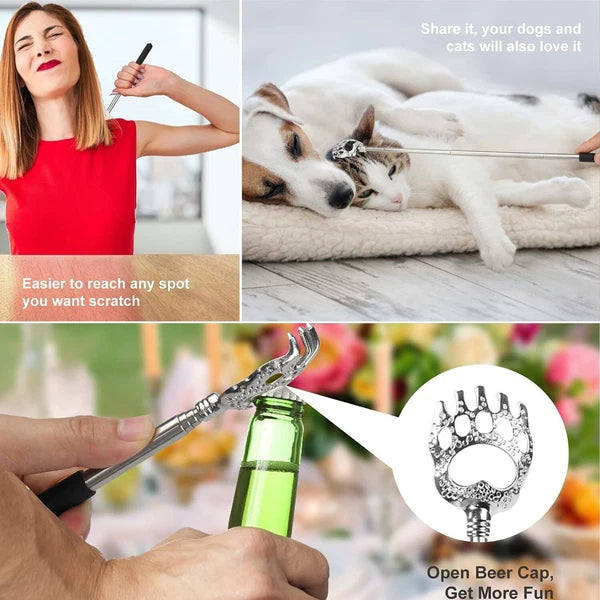 2 Pack Retractable Back Scratchers Bear Claw Extendable Itch Relief Massage Tool