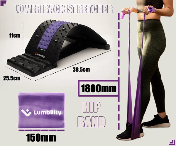 Back Stretcher Kit Cushion Pad, Massage Ball Resistance Band and Drawstring Bag