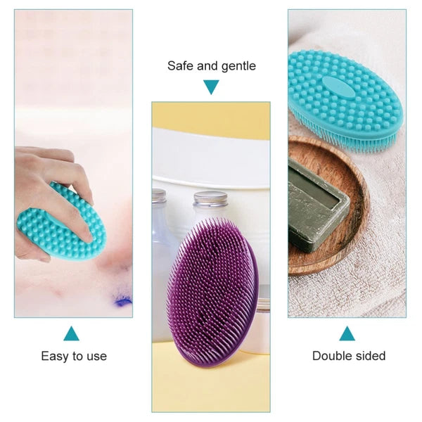 3pcs Baby Shampoo Brush Head Hair Scratcher Massager Silicone Bath Scrubber