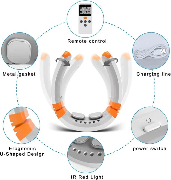 Cordless Neck Massager,Heated NeckMassage with 9 Modes 50 Levels,Portable Deep