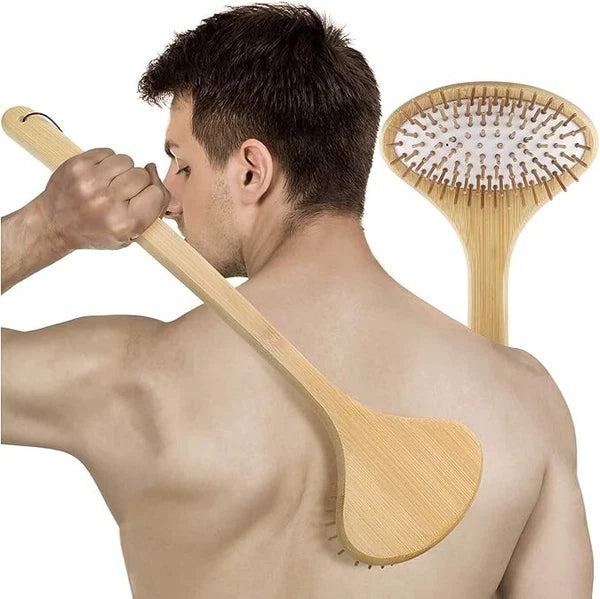 Bamboo Oversize Curved Back Scratcher - Large 104 Wooden Points NEW