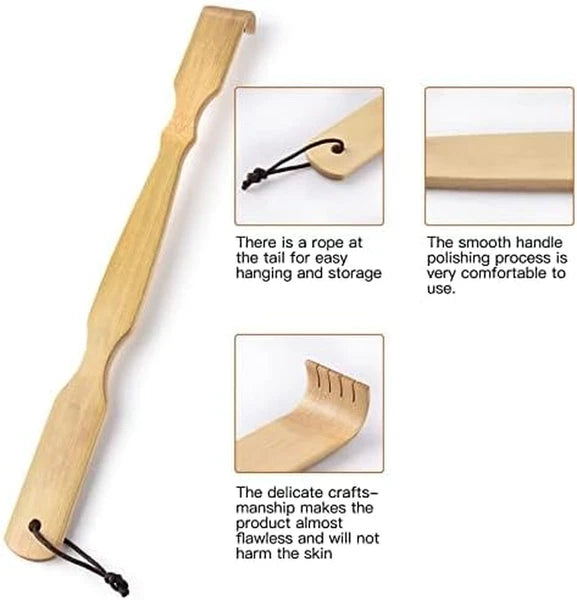 2 Pack Bamboo Back Scratcher,100% Natural Bamboo Back Scratchers for Itching Rel