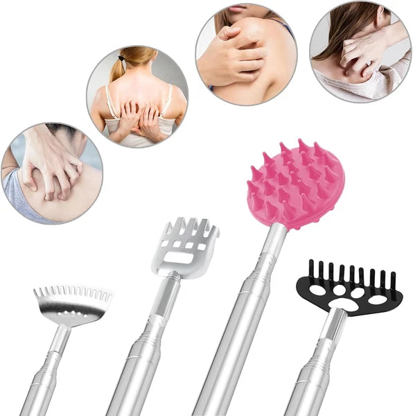 Back Scratcher with 4 Pcs Detachable Heads, Portable Extendable Backscratcher...
