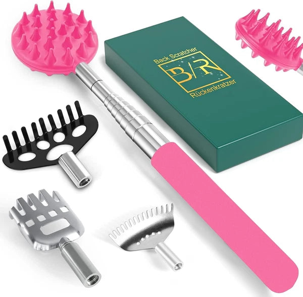 Back Scratcher with 4 Pcs Detachable Heads, Portable Extendable Backscratcher...