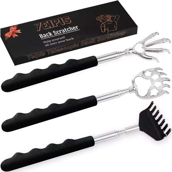 3 Pack Back Scratcher Metal Portable Telescoping scratchers with Rubber...