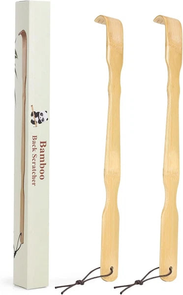 2 Pack Wooden Bamboo Back Scratcher, 17 Inch Long Handle Back Scratchers