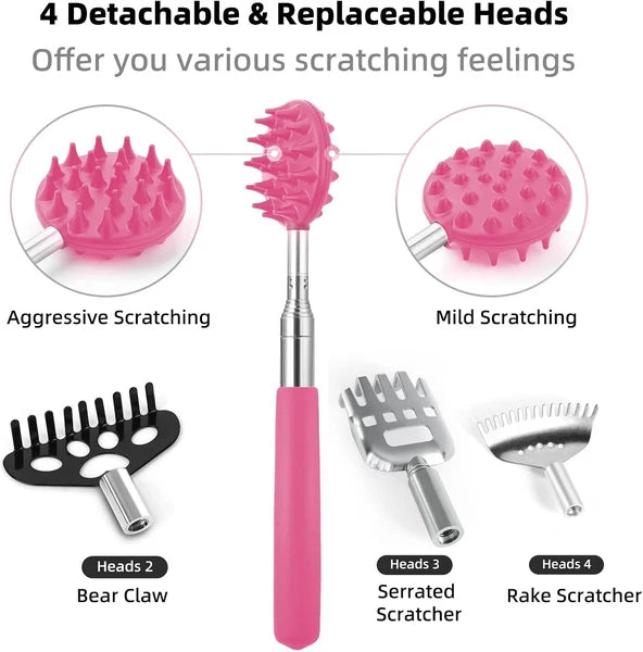 Back Scratcher with 4 Pcs Detachable Heads, Portable Extendable Backscratcher...