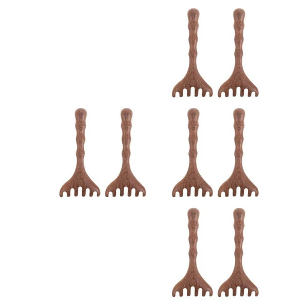 8 pcs Head Massager Scalp Wooden Portable Head Scratcher Massager Wood Combs