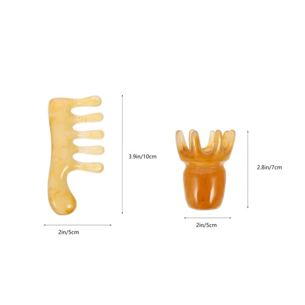 2 Pcs Scraping Comb Massage Gua Sha Green Father Head Scalp Scratcher