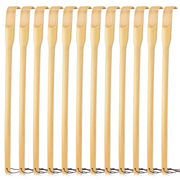 12 Pack Bamboo Back Scratchers, 16.5" Long Handle, Natural for Adults Men Women