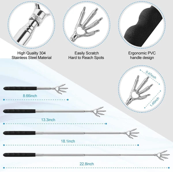 3-Pack Extendable Metal Back Scratcher Set with Rubber Handles
