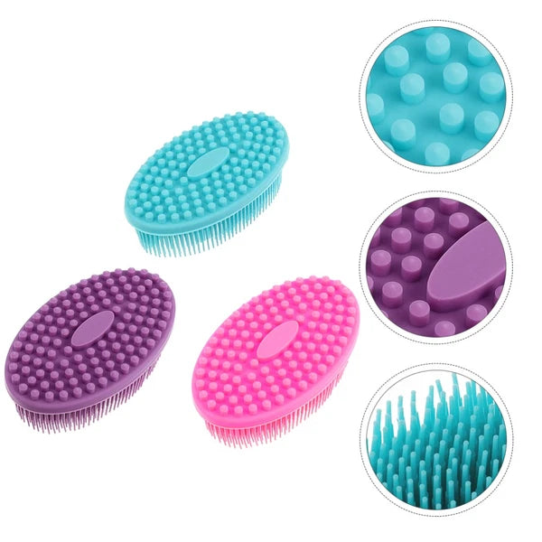 3pcs Baby Shampoo Brush Head Hair Scratcher Massager Silicone Bath Scrubber