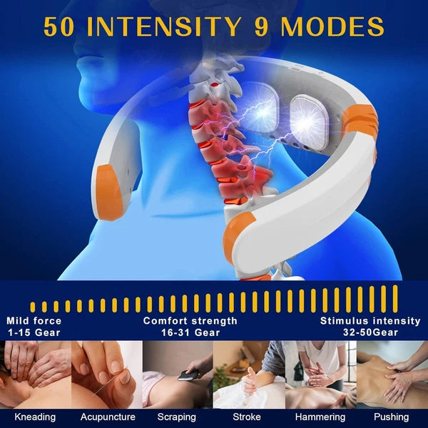 Cordless Neck Massager,Heated NeckMassage with 9 Modes 50 Levels,Portable Deep