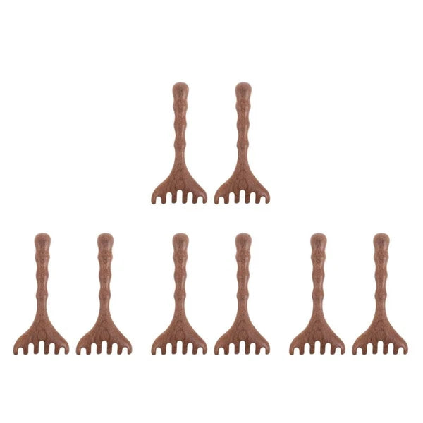 8 pcs Head Massager Scalp Wooden Portable Head Scratcher Massager Wood Combs
