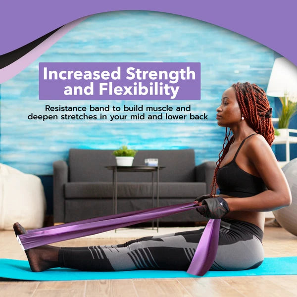 Back Stretcher Kit Cushion Pad, Massage Ball Resistance Band and Drawstring Bag