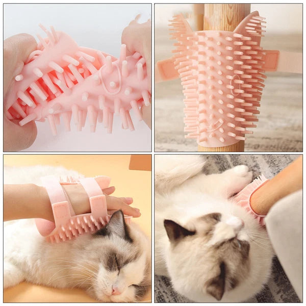 Cat Bow Scratcher Kitten Trimmer Brush Cat Delivers Pet Bath Brush-
