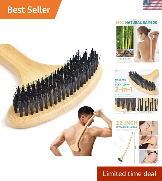 Curved 22” Bamboo Back Scratcher with Comfortable Grip for Full Body Relief