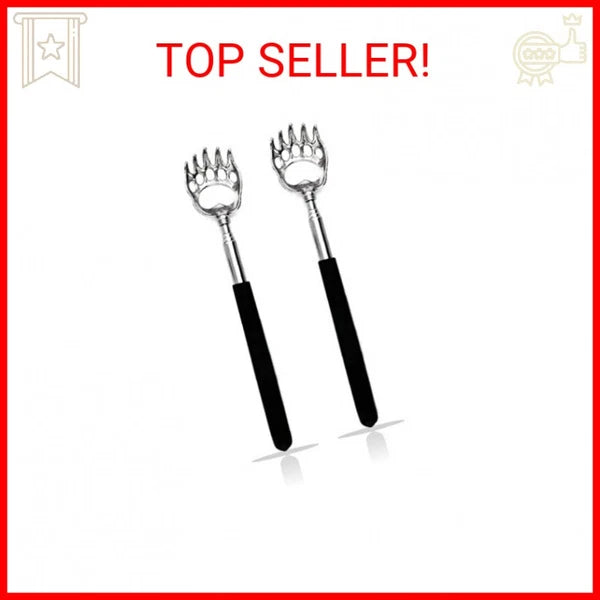 SQULIGT 2PCS Back Scratchers, Bear Claw Shaped Scratcher Extendable Metal Retrac