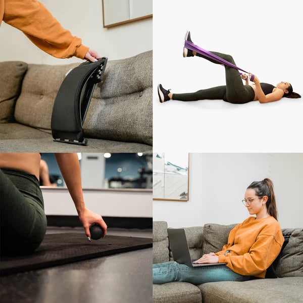 Back Stretcher Kit Cushion Pad, Massage Ball Resistance Band and Drawstring Bag
