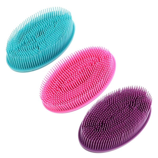 3pcs Baby Shampoo Brush Head Hair Scratcher Massager Silicone Bath Scrubber